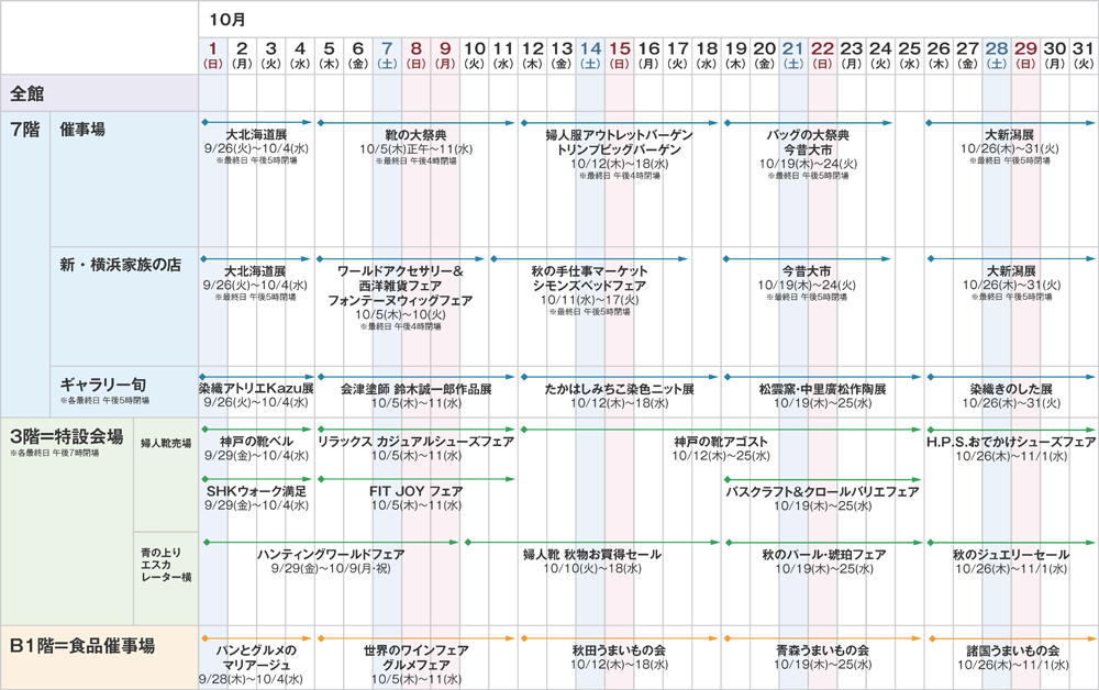 17年10月催事カレンダー 京急百貨店